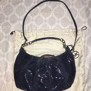 Michael Kors Blue Snakeskin Design Shoulder Bag